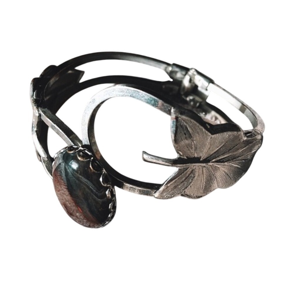 Vintage 90s Enchanted Fairy Whimsigoth Wrapping Leaf Purple Stone Bracelet